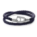 Navy Rope Brushed Silver Hardware
