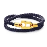 Navy Rope Polished Gold Hardware