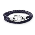 Navy Rope Polished Silver Hardware