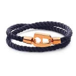 Navy Rope Polished Rose Gold
