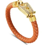 Orange Leather Gold Hardware diamond