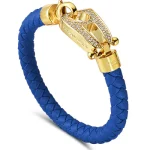 Blue Leather Gold Hardware diamond