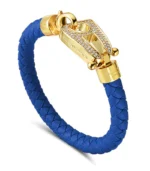 Blue Leather Gold Hardware diamond