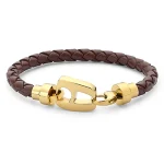 Brown Leather Polished Gold Hardware