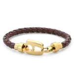 Brown Leather Polished Gold Hardware