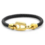 Black Leather Yellow Gold Hardware