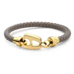 Taupe Leather Yellow Gold Hardware