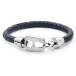 Navy Leather Steel Hardware