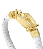 White Leather Polished Gold Hardware - Image 2
