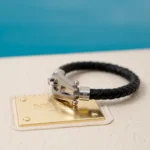 Black Leather Matt Silver Hardware - Image 3