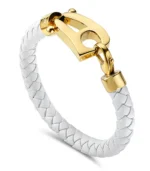 White Leather Polished Gold Hardware - Image 3