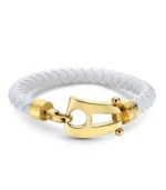 White Leather Polished Gold Hardware - Image 4