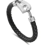Black Leather Matt Silver Hardware