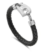 Black Leather Matt Silver Hardware