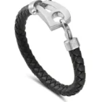 Black Leather Matt Silver Hardware