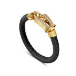 Black Leather Gold Hardware diamond