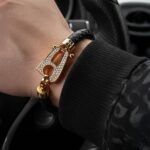 Black Leather Gold Hardware diamond - Image 3